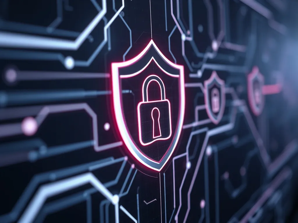 Close-up of a high-tech digital security interface with glow